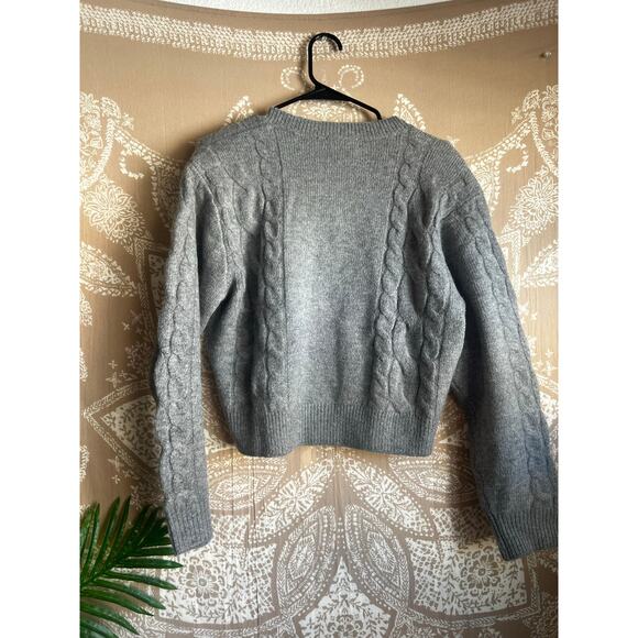 NWT J. Crew Gray Cable Knit Cardigan Sweater - Picture 7 of 8